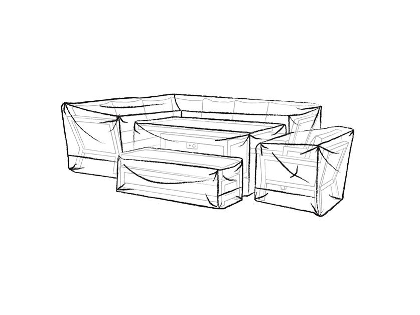 Aluminium L-Shape Sofa with Rectangle Firepit Table, Chair & Bench Set Covers - San Marino / Tuscan Alternative Image