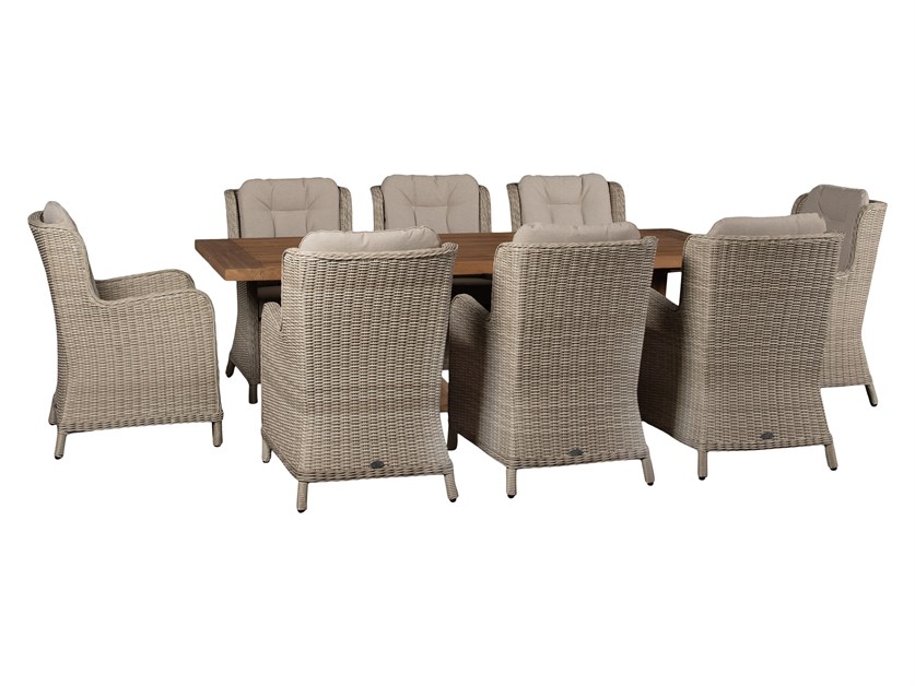 Kuta Teak Rectangle Table with 8 Chedworth Rattan Chairs Alternative Image