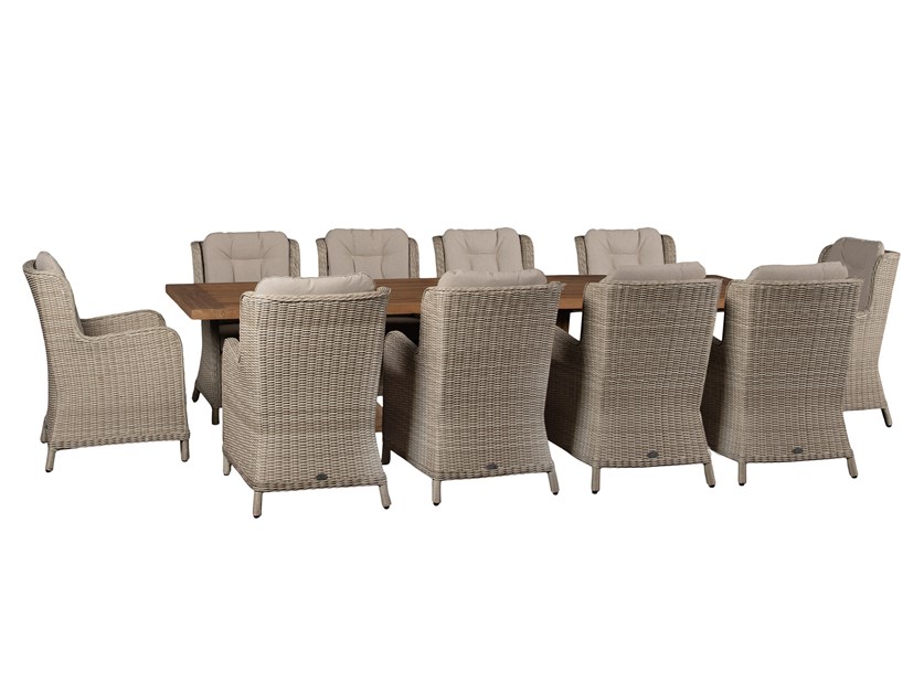 Kuta Teak Rectangle Table with 10 Chedworth Rattan Chairs Alternative Image