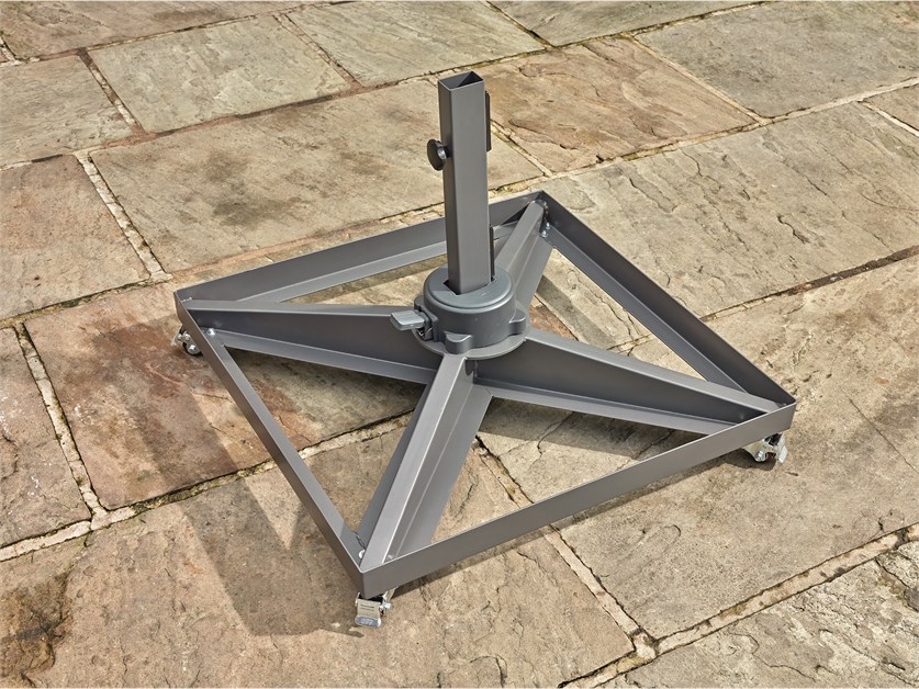 Steel Frame with Wheels for Cantilever Parasol Granite Base (Granite Not Included)