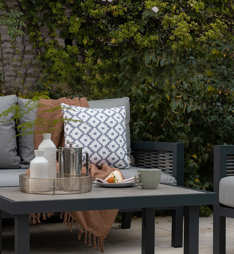 Bramblecrest Portofino Aluminium 2 Seater Sofa Set with Coffee Table