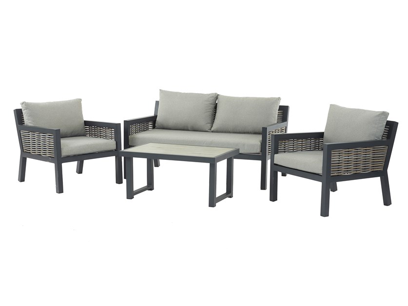 Portofino Wicker 2 Seater Sofa with Rectangle Coffee Table & 2 Armchairs Alternative Image