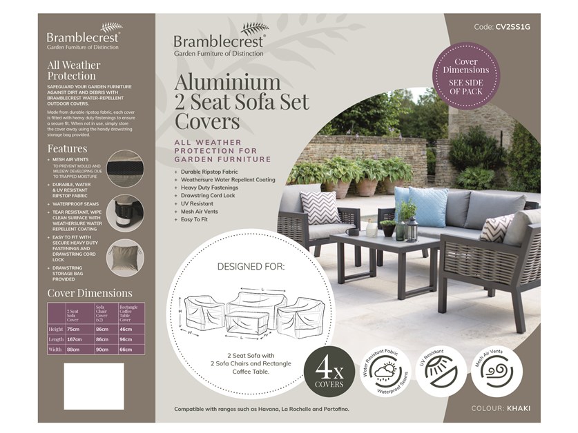 Aluminium 2 Seater Sofa, 2 Sofa Chairs & Coffee Table Set Covers Alternative Image