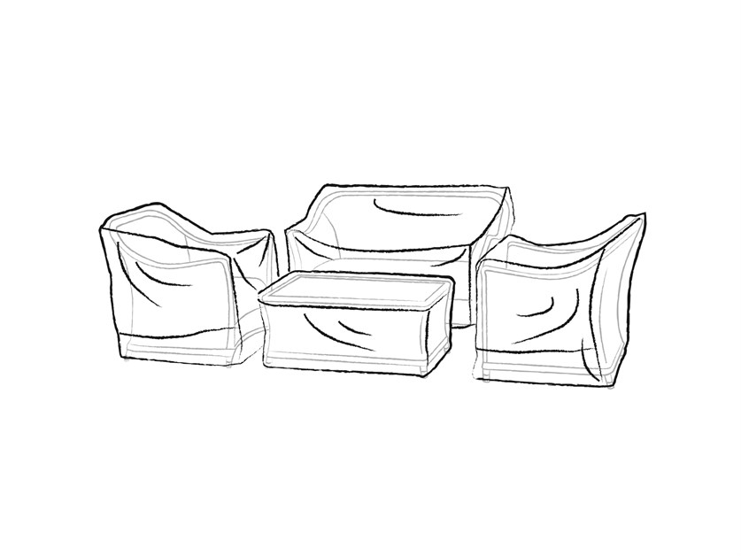 Rattan 2 Seater Sofa, 2 Sofa Chairs & Coffee Table Set Covers Alternative Image