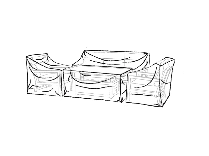 Aluminium 3 Seater Sofa, 2 Sofa Chairs & Rectangle Dual Height Table Set Cover Alternative Image