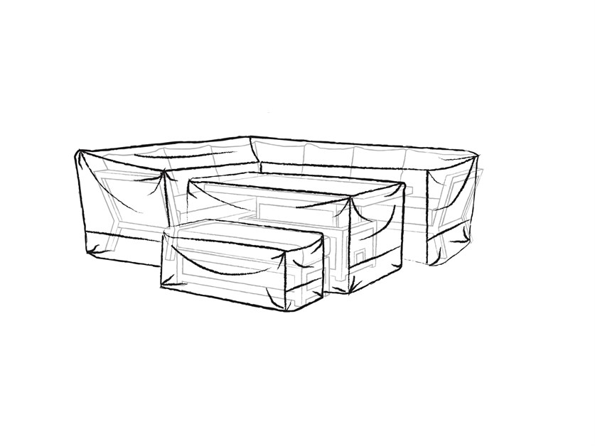 Aluminium L-Shape Sofa with Dual Height Table & 1 Bench Set Covers - San Marino / Tuscan Alternative Image
