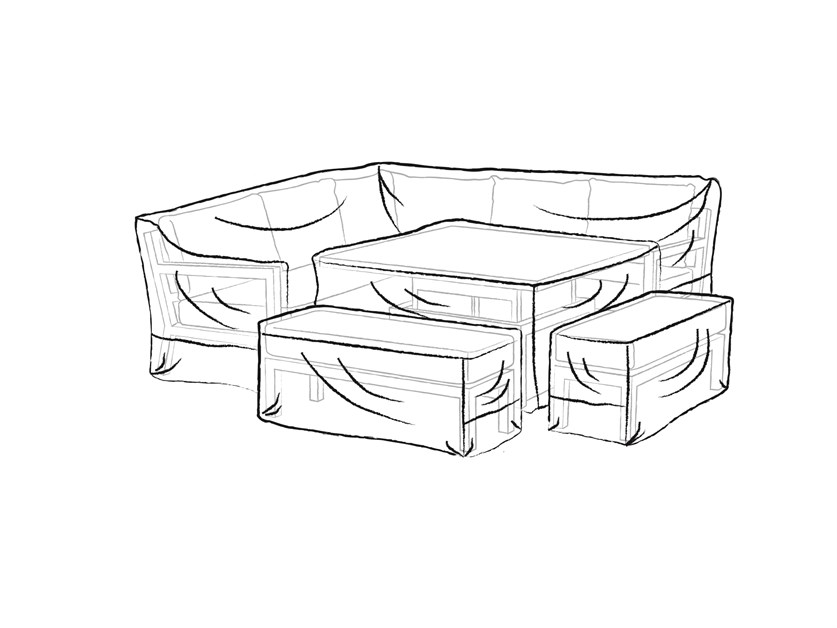 Aluminium Square Corner Sofa with Dual Height Table & 2 Benches Set Covers - Portofino / La Rochelle Alternative Image