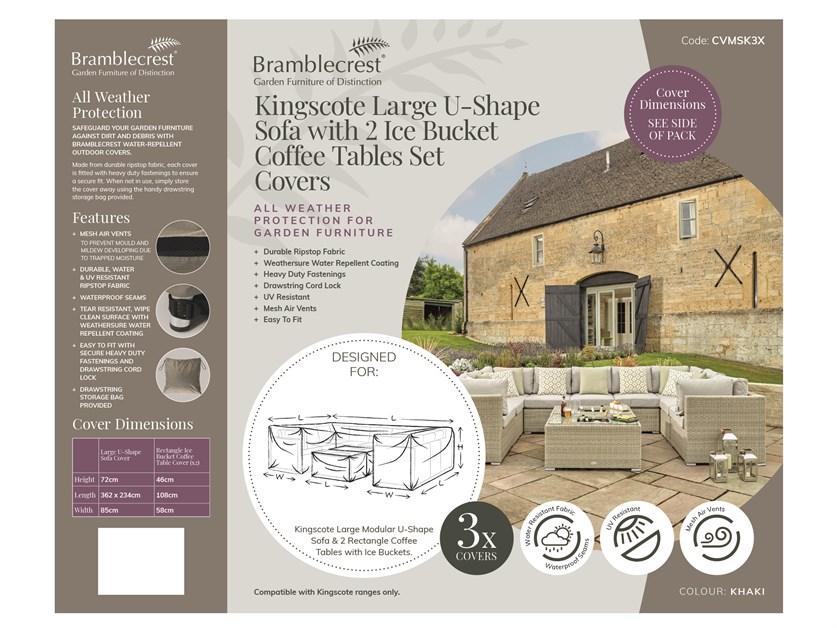 Kingscote U-Shape Sofa & 2 Ice Bucket Coffee Tables Set Covers Alternative Image