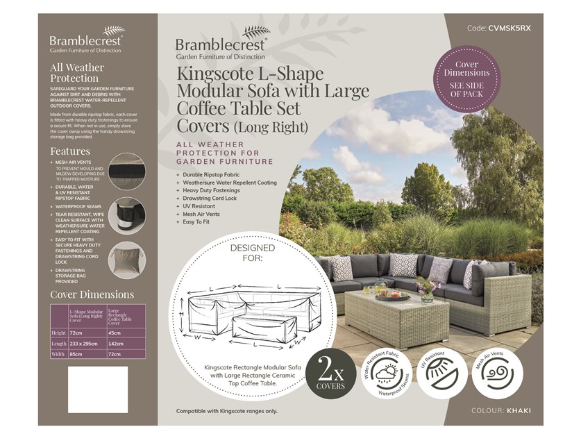 Kingscote L-Shape Sofa with Rectangle Coffee Table Set Covers - Long Right Alternative Image