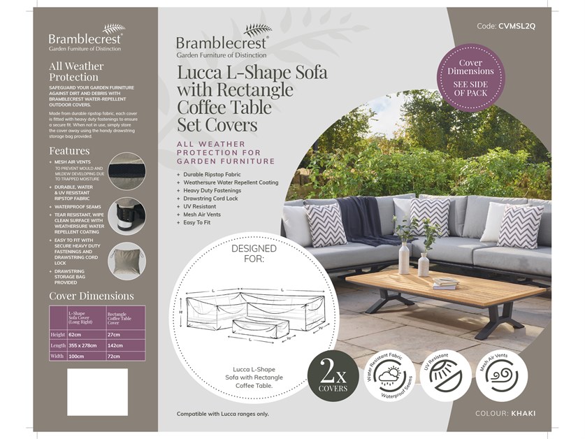 Lucca L-Shape Sofa & Rectangle Teak Coffee Table Covers Alternative Image