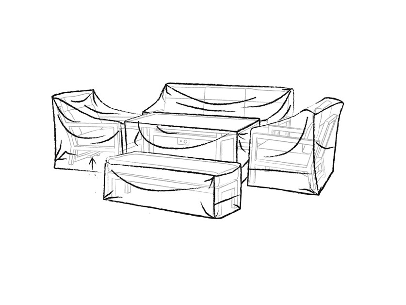 Aluminium 3 Seater Sofa Set with Rectangle Casual Dining Table, 2 Chairs & 1 Long Bench - Portofino / La Rochelle Alternative Image