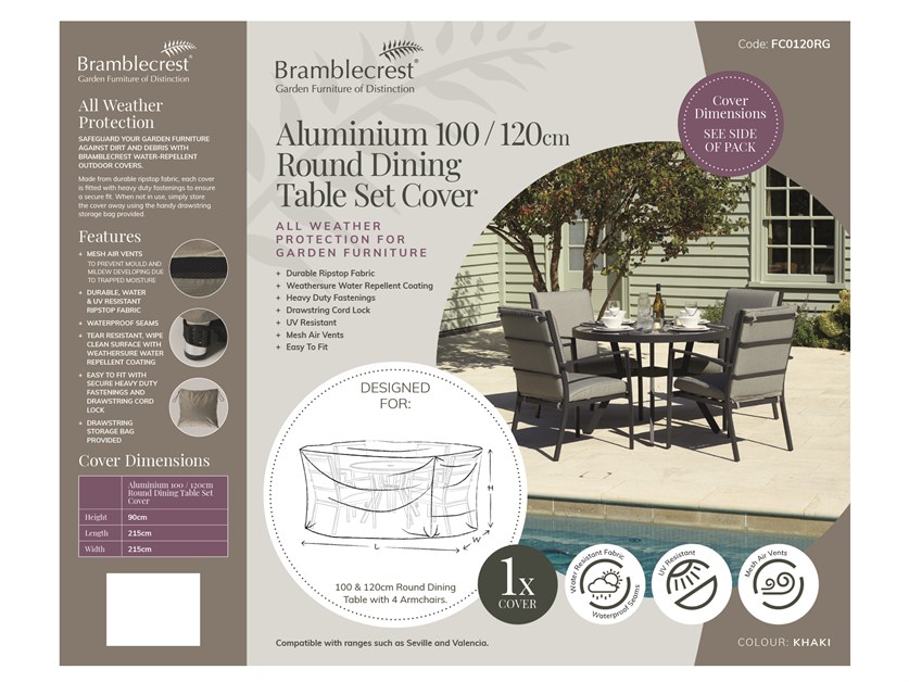 Aluminium 100cm & 120cm Round Dining Table Set Cover Alternative Image