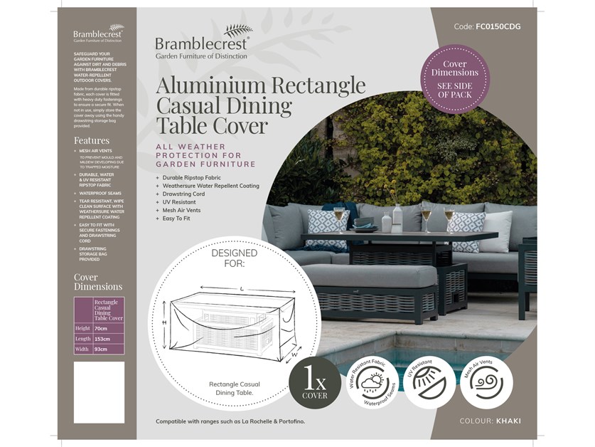 Aluminium Rectangle Casual Dining Table Cover Alternative Image