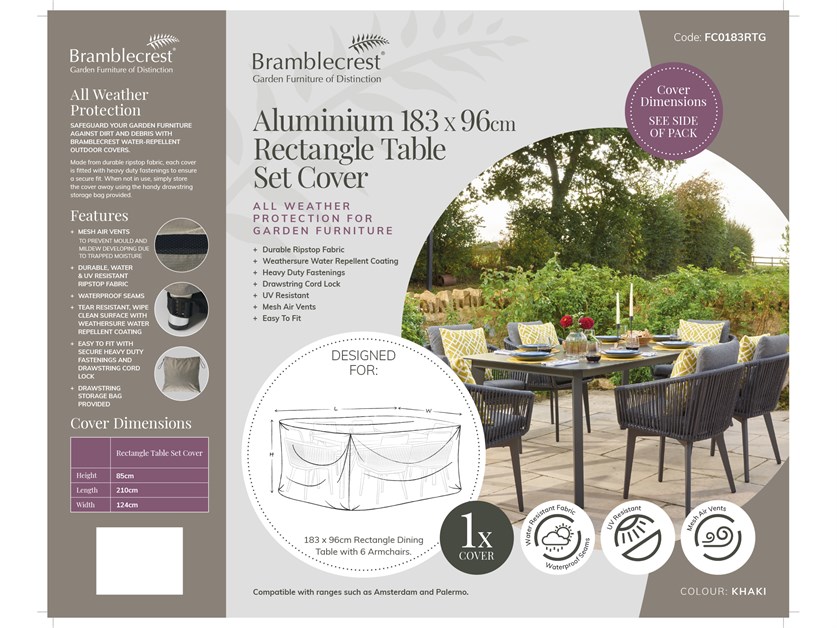 Aluminium 183 X 96cm Rectangle Table Set Cover Alternative Image