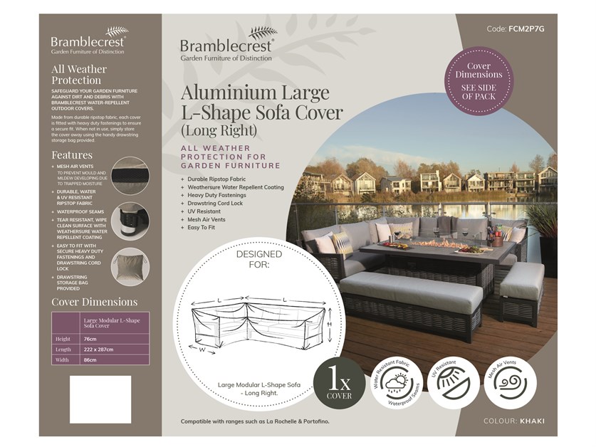 Aluminium Large L-Shape Sofa Cover - Long Right Alternative Image