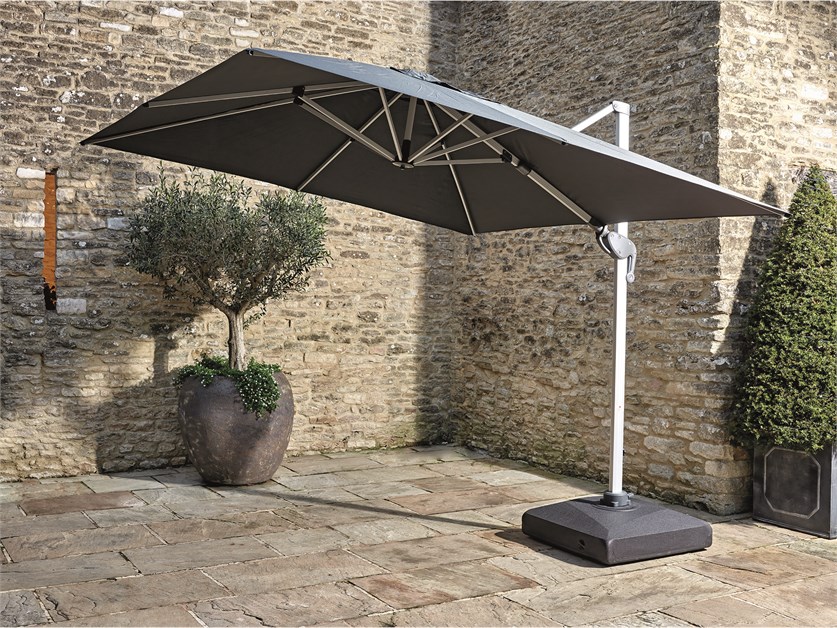 Chichester Grey 3.0m x 3.0m Anodised Square Cantilever Parasol, Plastic Base & Cover Alternative Image