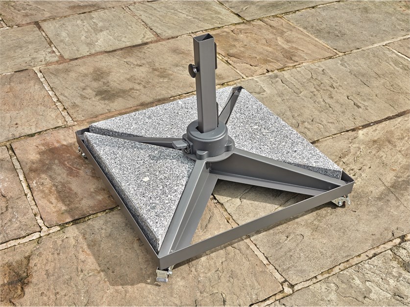 Chichester Grey 3.0m x 3.0m Anodised Square Cantilever Parasol, Steel Granite Wheeled Base & Cover Alternative Image
