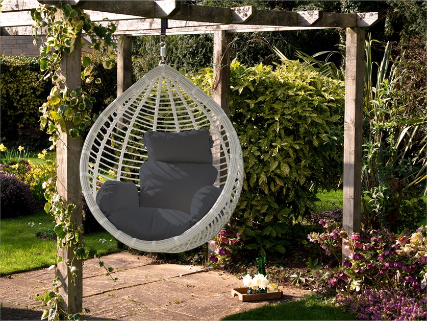 Kingscote Cloud Rattan Open Weave Single Tulip Hanging Cocoon Pod with Hanging Strap Alternative Image