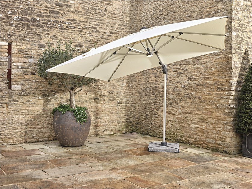 Ely Ecru 3.0m x 3.0m Square Cantilever Parasol with LED Light & Cover - Without Base Alternative Image