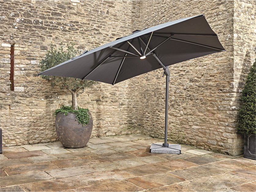 Truro 3.0 x 3.0m Grey Square Cantilever Parasol with LED Light & Cover - Without Base Alternative Image