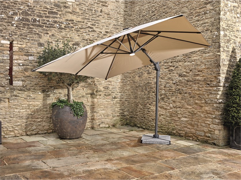 Truro 3.0 x 3.0m Square Cantilever Parasol with LED including Protective Cover - Sand Alternative Image