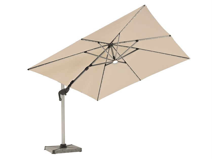 Ely Sand 3.0m x 3.0m Square Cantilever Parasol with LED Light, Granite Base & Cover Alternative Image