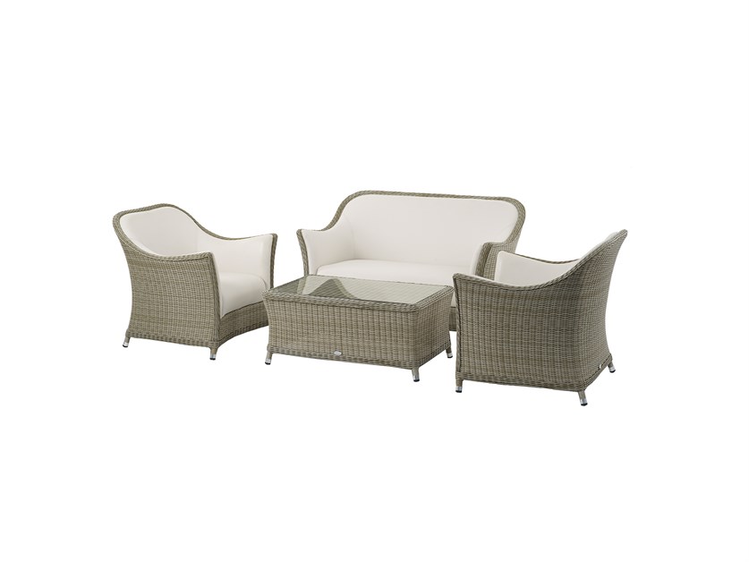 Monte Carlo Rattan 2 Seater Sofa with Rectangle Coffee Table & 2 Armchairs Alternative Image