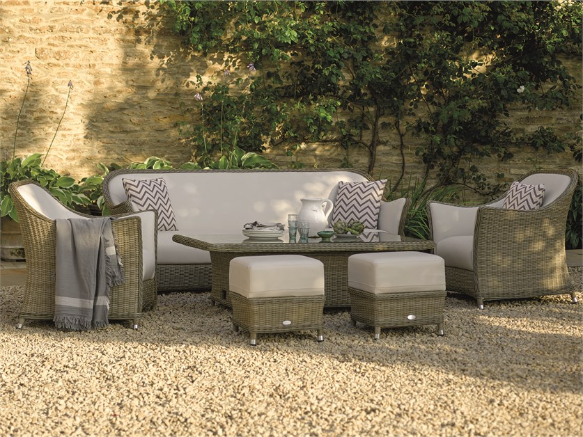 Monte Carlo 3 Seater Sofa with Rectangle Dual Height Table, 2 Armchairs & 2 Stools Alternative Image