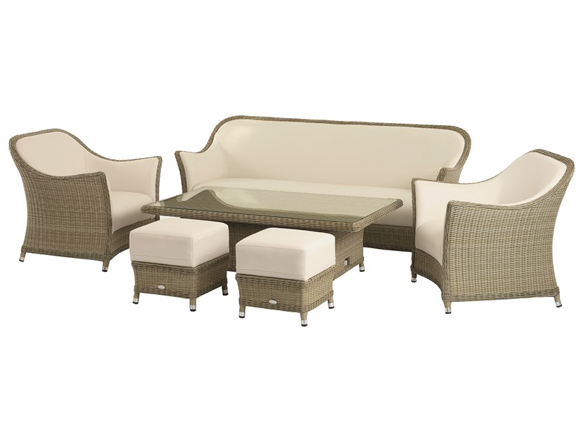 Monte Carlo 3 Seater Sofa with Rectangle Dual Height Table, 2 Armchairs & 2 Stools Alternative Image