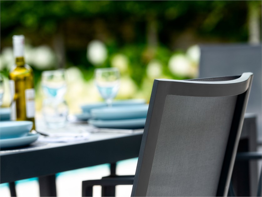 Seville Textilene 8 Seat Rectangle Dining Set with Parasol & Base Alternative Image