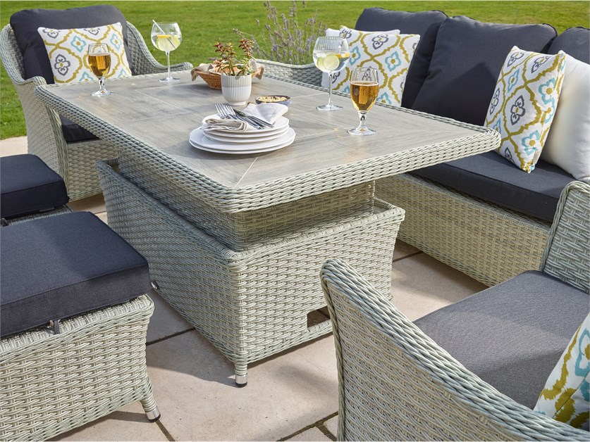 Chatsworth Rattan 3 Seater Sofa with Dual Height Rectangle Table, 2 Armchairs & 2 Stools Alternative Image