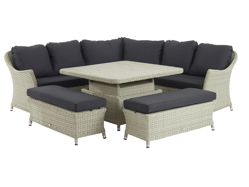 Chatsworth Rattan Corner Sofa with Square Dual Height Table & 2 Benches Alternative Image