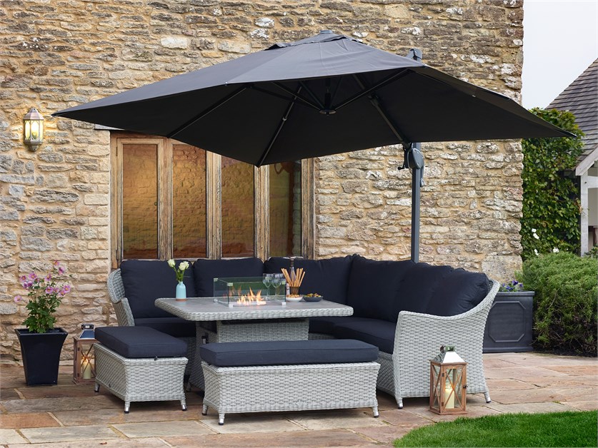 Chatsworth Rattan Corner Sofa with Square Firepit Table & 2 Benches Alternative Image