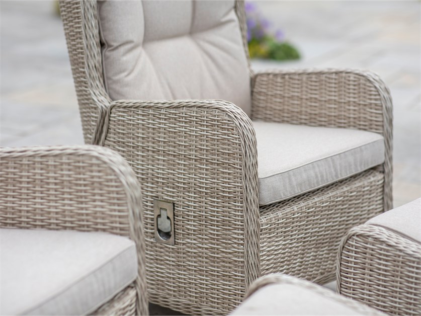 Chedworth Sandstone Rattan Deluxe Recliner Set with 2 Footstools & Side Table Alternative Image