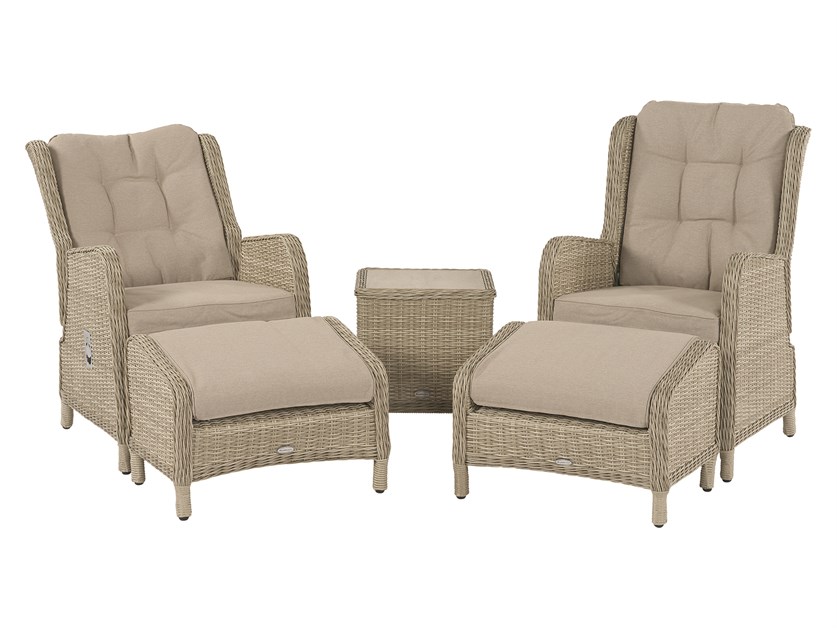 Chedworth Sandstone Rattan Recliner Set with 2 Footstools & Side Table Alternative Image
