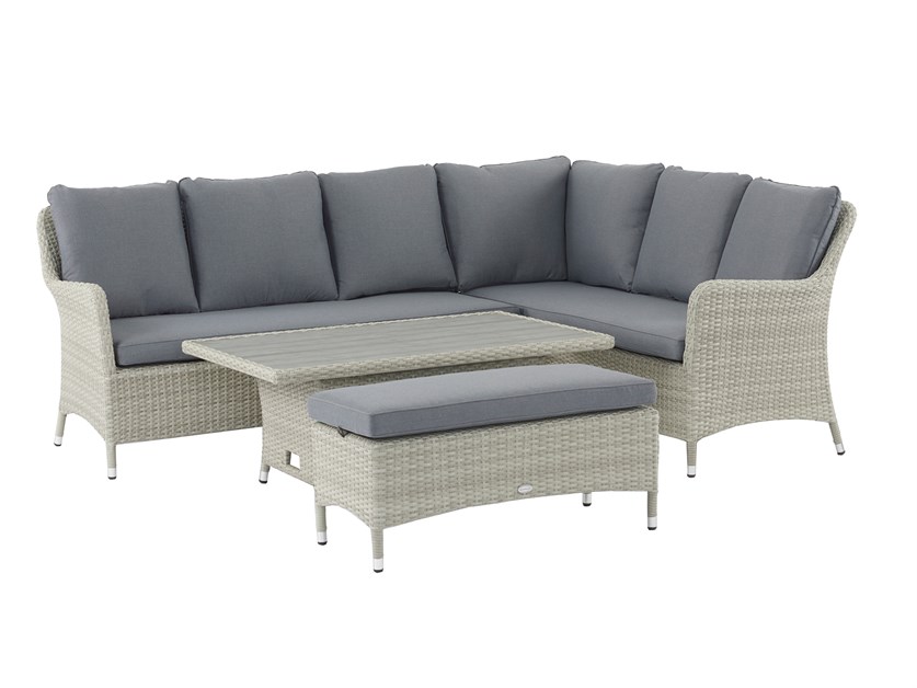 Tetbury Cloud Rattan L-Shape Sofa with Rectangle Dual Height, Tree-Free Top Table & Bench Alternative Image