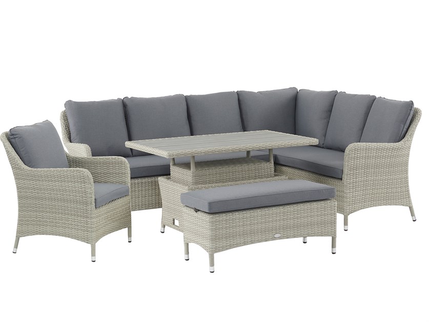 Tetbury Cloud Rattan L-Shape Sofa with Rectangle Dual Height, Tree-Free Top Table, Armchair & Bench Alternative Image