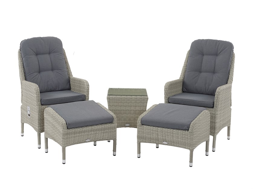 Tetbury Cloud Rattan Recliner Set with 2 Footstools & Glass Top Side Table Alternative Image