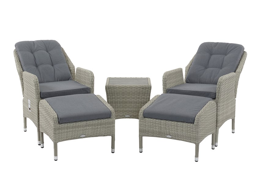 Harlyn Rattan Recliner Set with 2 Footstools & Side Table Alternative Image