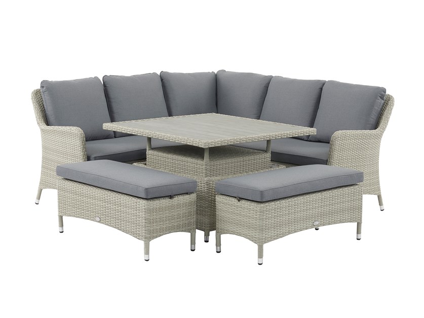 Tetbury Cloud Rattan Corner Sofa with Square Dual Height Tree-Free Top Table & 2 Benches Alternative Image