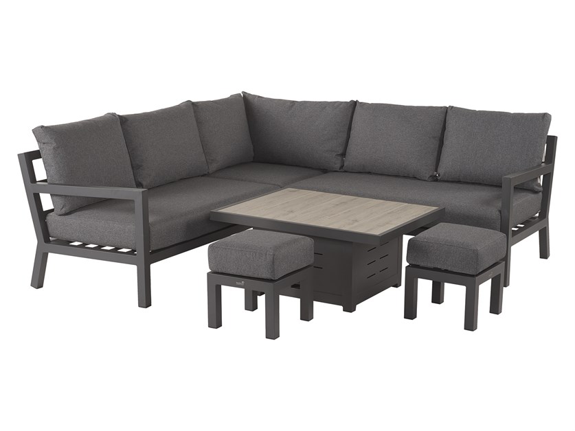 La Rochelle Mini Corner Sofa with Dual Height Table & 2 Stools (Cushions in Slate Grey) Alternative Image