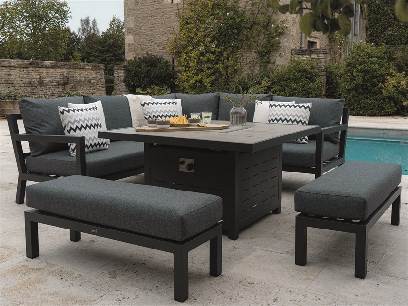 La Rochelle Corner Sofa with Square Firepit Table & 2 Benches (Cushions in Slate) Alternative Image