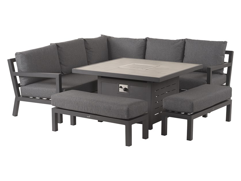La Rochelle Corner Sofa with Square Firepit Table & 2 Benches (Cushions in Slate) Alternative Image