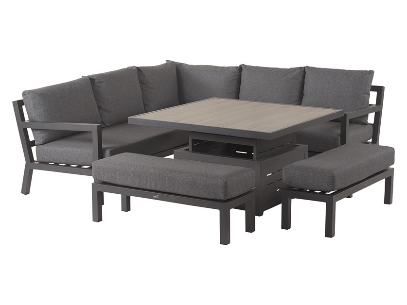 La Rochelle Corner Sofa with Square Dual Height Table & 2 Benches (Cushions in Slate Grey) Alternative Image