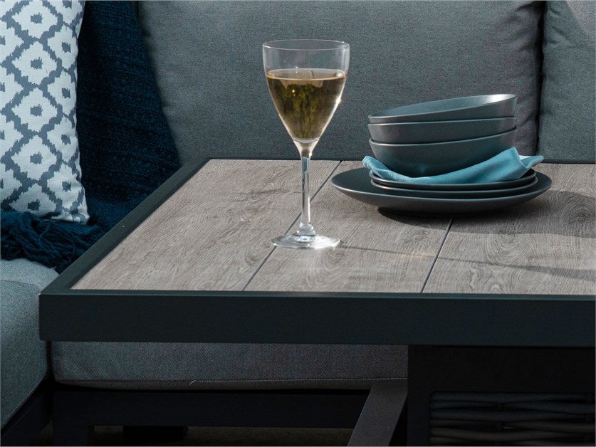 Portofino Wicker Mini Corner Sofa with Dual Height Table & 2 Stools Alternative Image