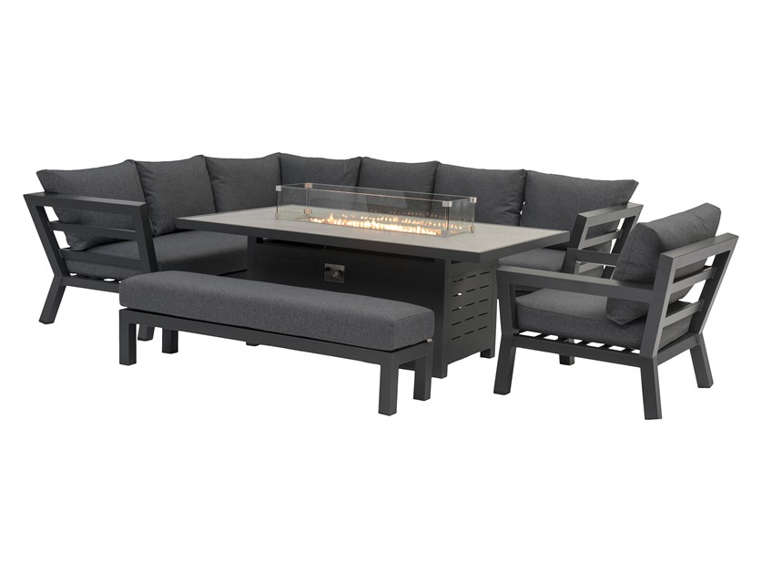 San Marino Anthracite L-Shape Sofa with Firepit Table, Armchair & Bench Alternative Image