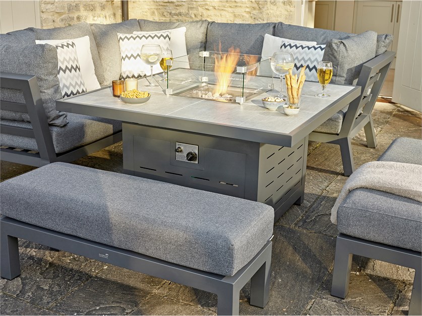 San Marino Anthracite Corner Sofa with Square Firepit Table & 2 Benches Alternative Image