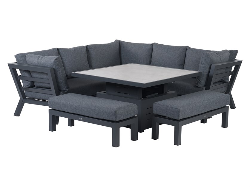 San Marino Anthracite Corner Sofa with Square Dual Height Table & 2 Benches Alternative Image