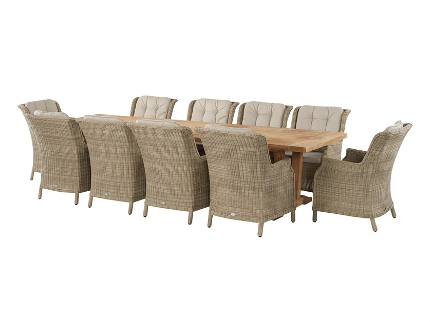 Kuta Teak  Rectangle Table with 10 Oakridge Rattan Chairs Alternative Image