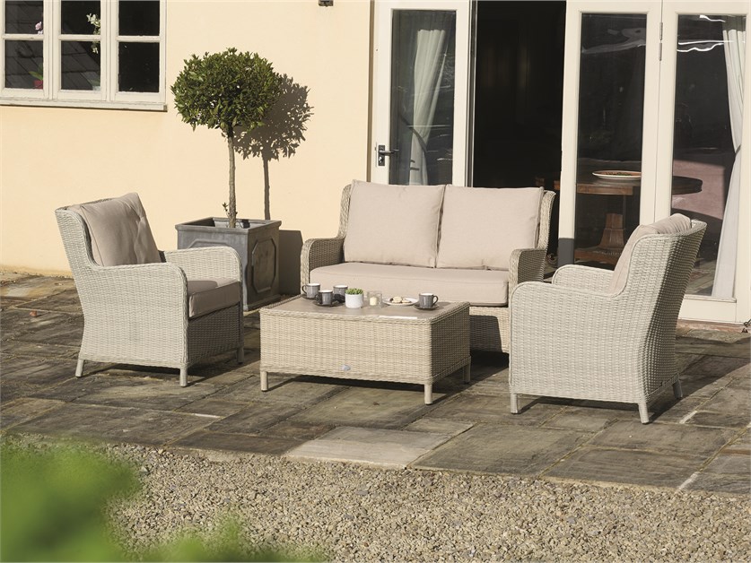 Chedworth Sandstone Rattan 2 Seater Sofa with Rectangle Coffee Table & 2 Armchairs Alternative Image